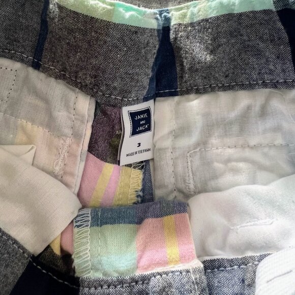 Janie and Jack 3T Boys' Summer Bundle – 2 Plaid Shorts + Seersucker Swim Trunks - Picture 3 of 4